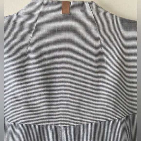 NWOT Lunya Linen Silk Long Tunic Robe Striped White Blue Size Small - Picture 3 of 5